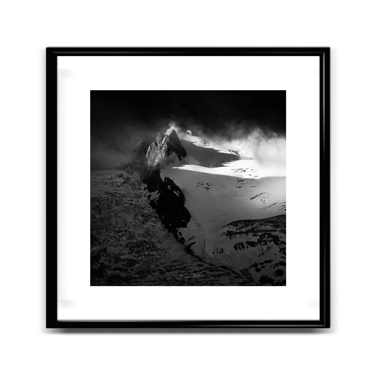 Photo glacier noir et blanc Mont Blanc