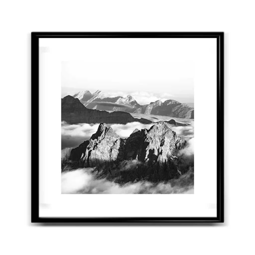 Photo des aiguilles rouges noir et blanc Chamonix