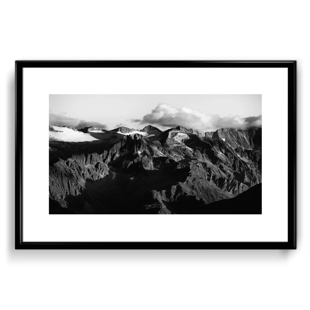 Photo de montagne Italie en noir en blanc