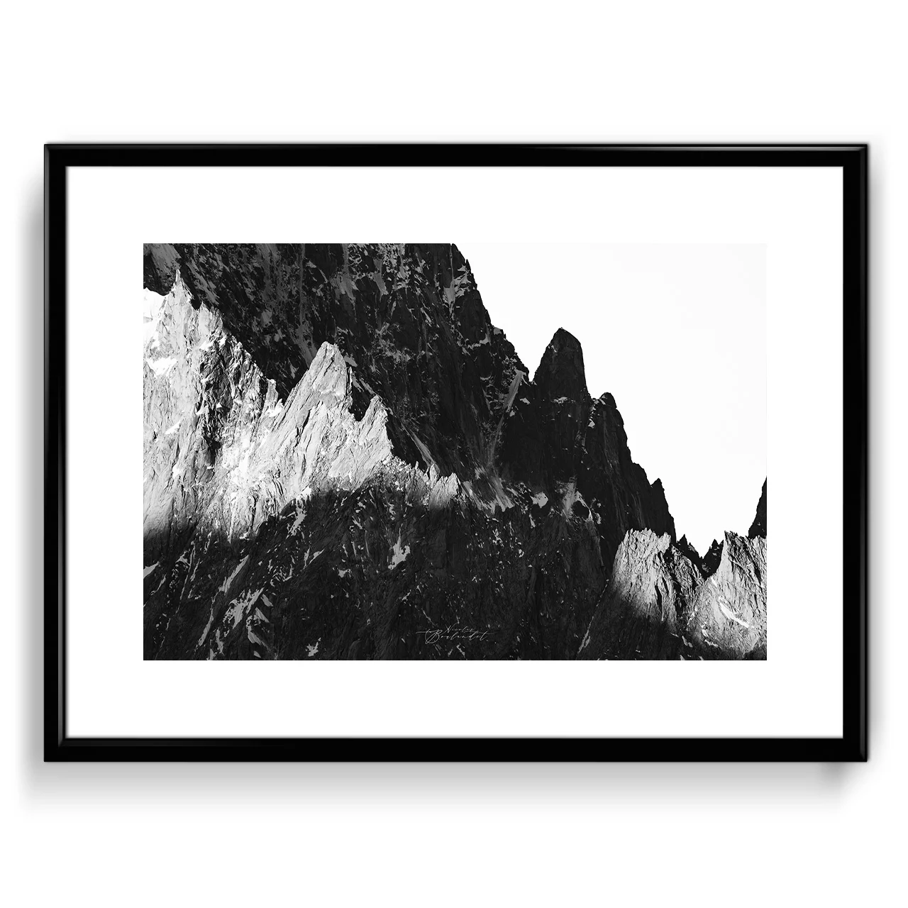 photo sommet Chamonix noir et blanc
