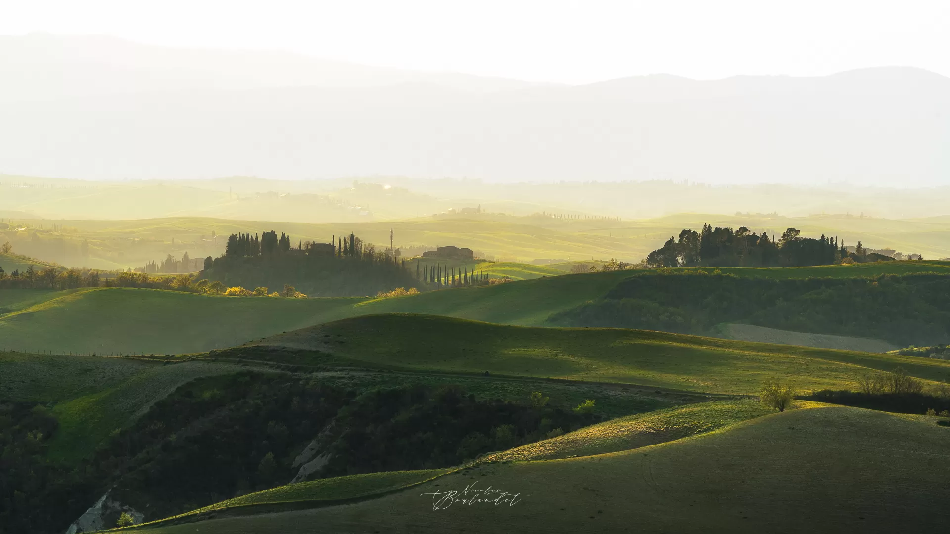Fin de journée sur les vallées de Toscane